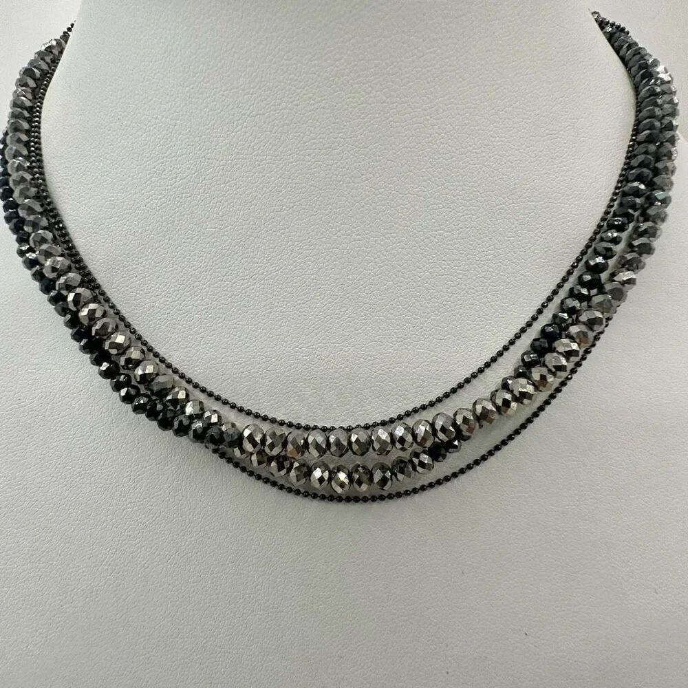 Banana Republic grey beaded doubleβstrand necklace